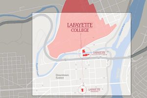 Diagram of Lafayette College campuses in Easton, Pa.