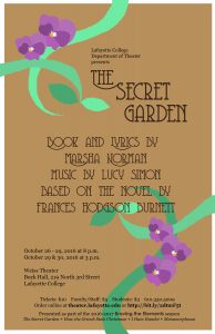 "The Secret Garden" theater production poster, book and lyrics by Marsha Norman